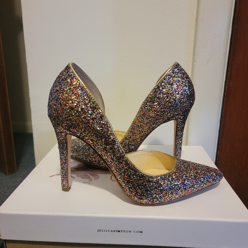 Jessica Simpson Rainbow Sequenced 3" Heel Size 37/7M Womans Pumps